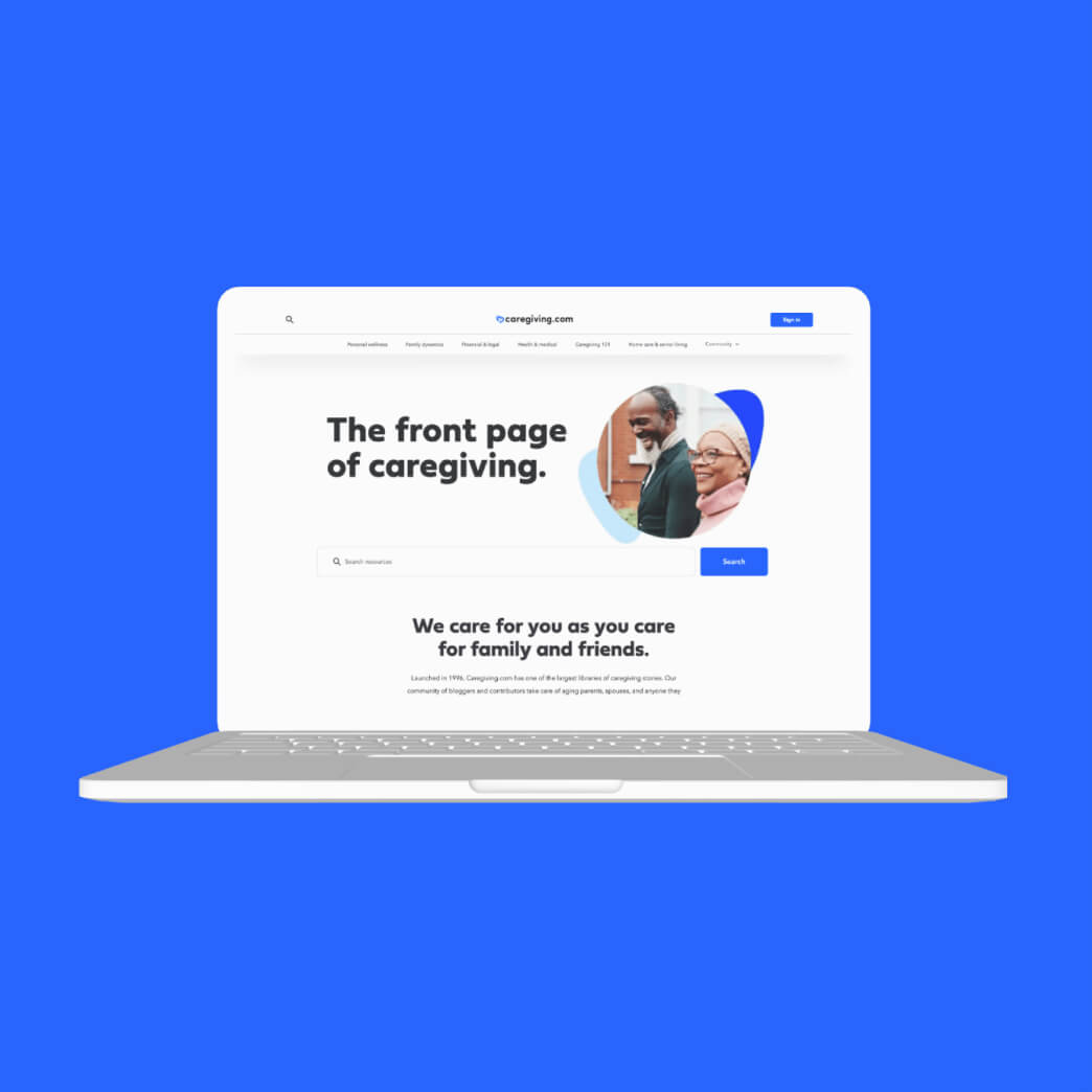 Caregiving website display