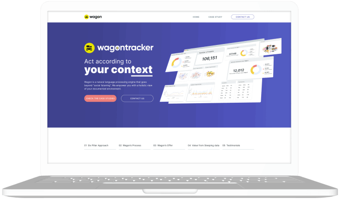 A laptop displaying Wagon's website, a data analysis platform