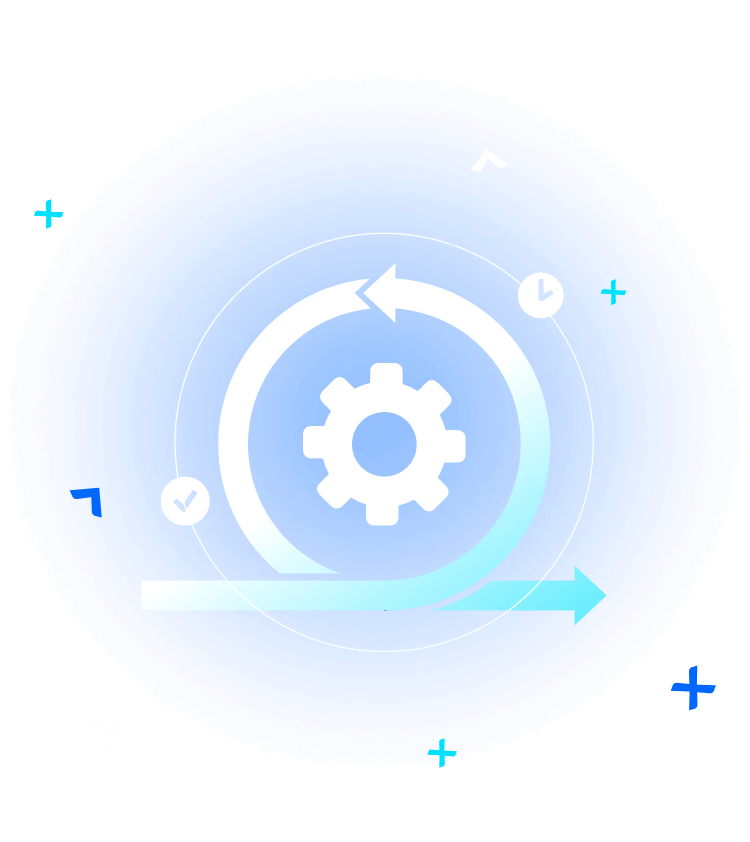 A line indicating a cycle referring to the agile practice symbole