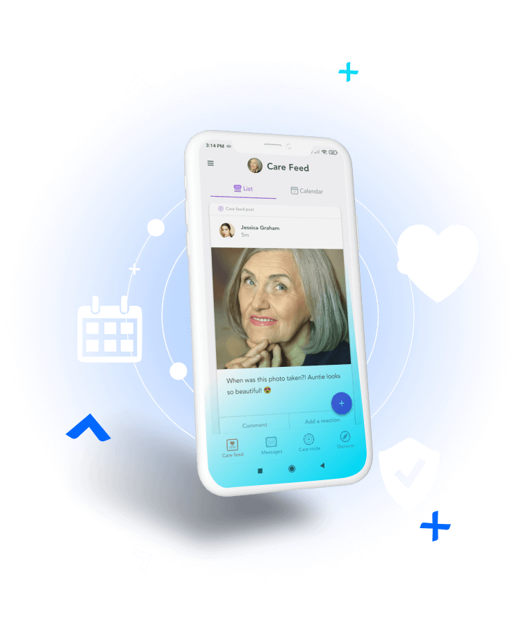 A smartphone showing the main screen of the Carely app